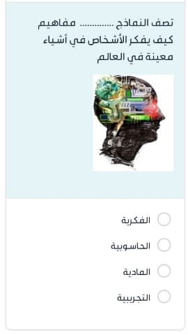 تصف النماذج ............ مفاهيم كيف يفكر الأشخاص في أشياء معينة في العالم