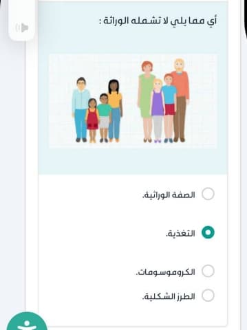 أي مما يلي لا تشمله الوراثة