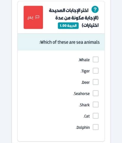 Which of these are sea animals